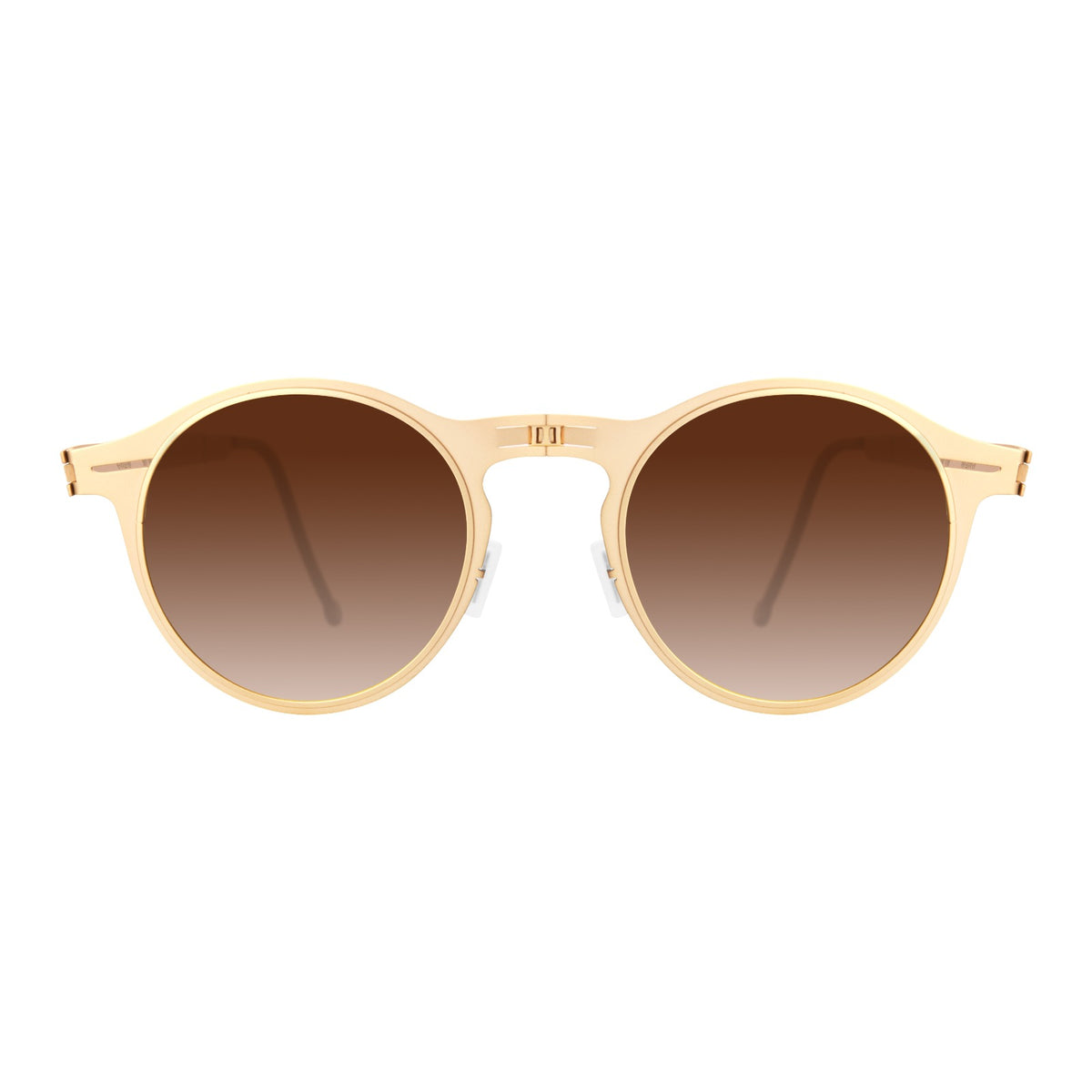 ROAV BALTO foldable round sunglasses, Gold frame, Brown Gradient lens