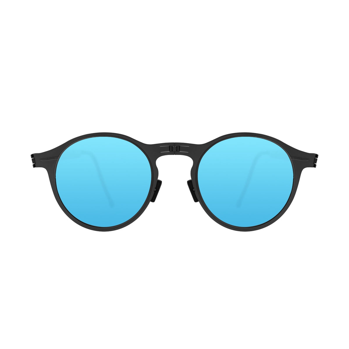 ROAV BALTO foldable round sunglasses, Black frame, Light Blue lens
