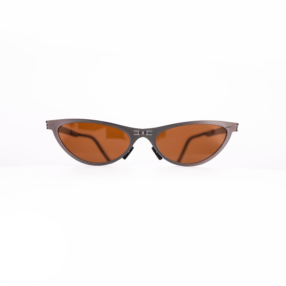 ROAV ATHENA foldable cat-eye sunglasses, Gunmetal frame, Brown lens